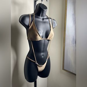 Golden brown slingshot exotic bikini